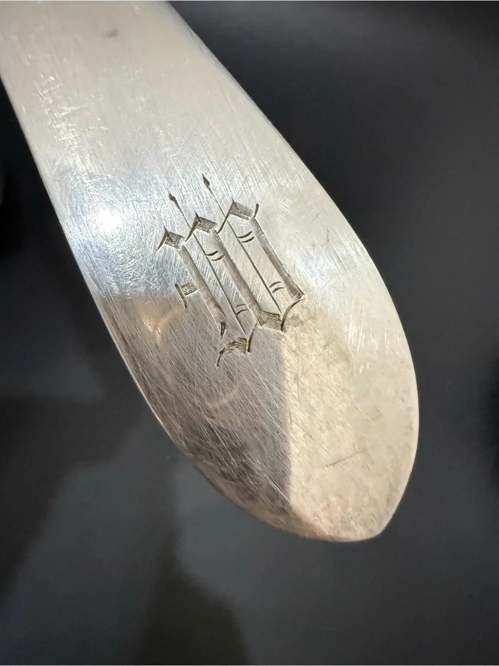 Vintage GORHAM Sterling Silver Gothic Monogram W 8” Serving Fork & Spoon 156g.